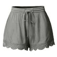 thumbnail image 1 of HBYJLZYG Plus Size Shorts For Women Shirred High Waisted Paperbag Ruffle Hem Wide Leg Shorts Loose Casual Drawstring Beach Shorts, 1 of 6
