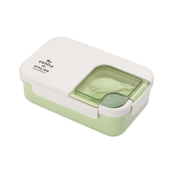 HBYJLZYG Rectangular Four-button Plastic Lunch Box Double-layer Microwaveable Student Lunch Box Office Worker Portable Tableware Lunch Box