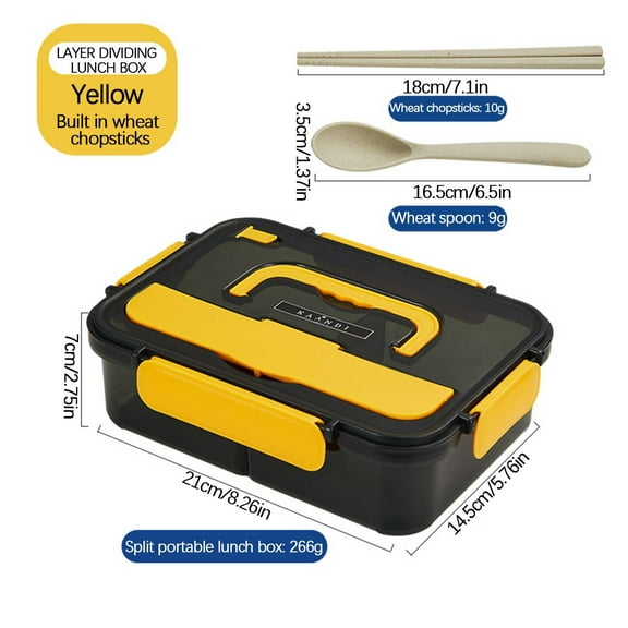 HBYJLZYG Rectangular Four-button Plastic Lunch Box Microwaveable Student Lunch Box Office Worker Portable Tableware Lunch Box