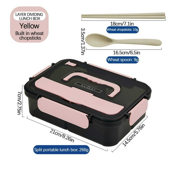 HBYJLZYG Rectangular Four-button Plastic Lunch Box Microwaveable Student Lunch Box Office Worker Portable Tableware Lunch Box
