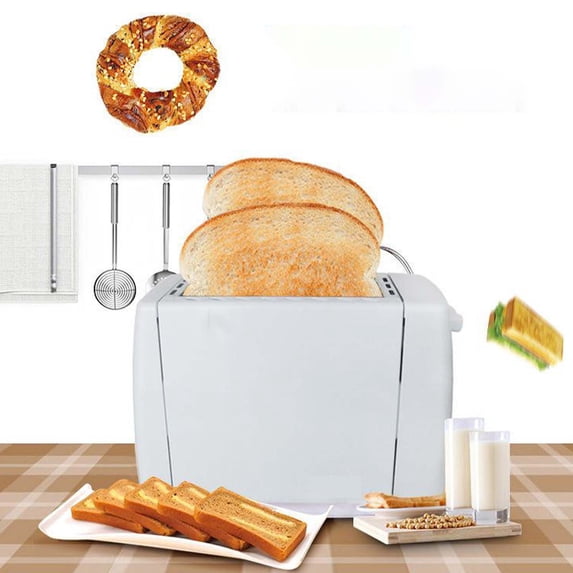 HBYJLZYG Retro Toaster with 6 Functions Stainless Steel Features Removable Crumb Tray Under Base Cord Storage White, Kitchen Storage Organization