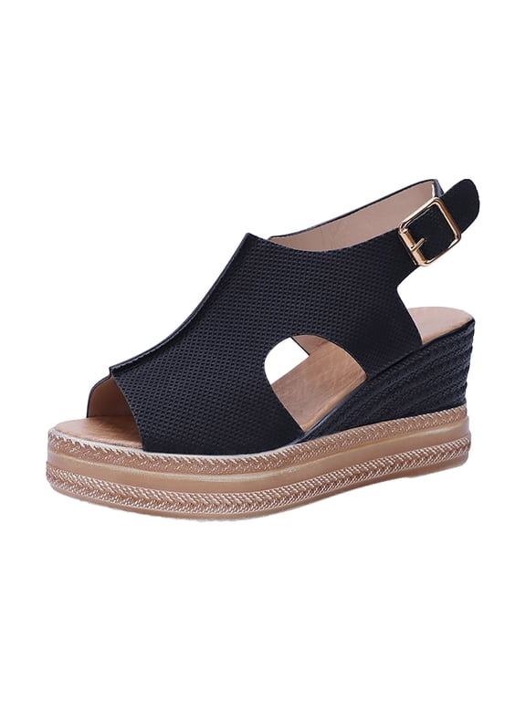 Sandals For Women Dressy Summer Womens Slingback Open Toe Wedges High Heels Beach Platforms Sandals