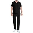 thumbnail image 1 of HBYJLZYG Scrubs For Men Set - Stretch V-Neck Scrub Tops & Wide Leg Pants With Pockets - Easy Care Nurses Uniform Clinic Carer Protective 2 Piece Set Black, 1 of 7
