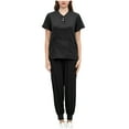thumbnail image 1 of HBYJLZYG Scrubs For Women Set - Stretch V-Neck Scrub Tops & Jogger Pants With Pockets - Easy Care Nurses Uniform Clinic Carer Protective 2 Piece Set Black, 1 of 3