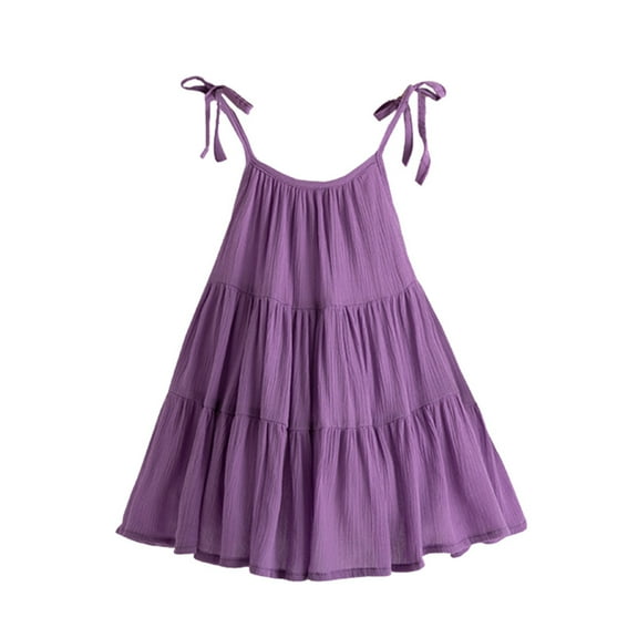 HBYJLZYG Sleeveless Strap Dress, Summer Toddler Baby Solid Color Vest Ruffles Dress 6 M-4 T Princess Dresses For Girls Baby Shower Gift