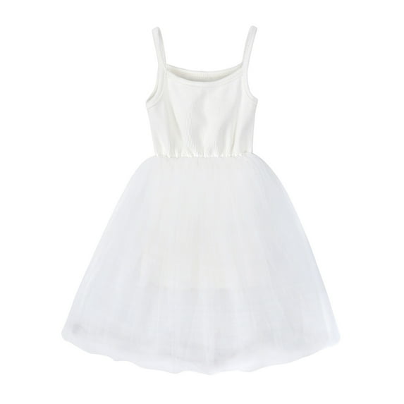 HBYJLZYG Sleeveless Strap Tulle Dress, Summer Toddler Baby Solid Color Slip Dress Birthday Party Mesh Princess Dresses For Girls 9 Months-8 Years
