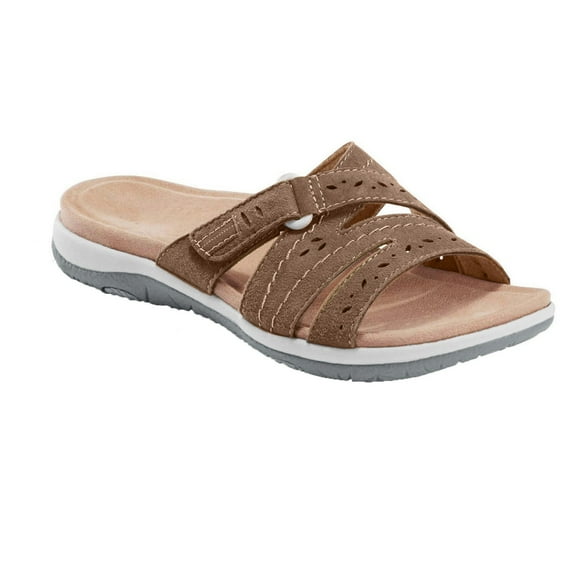 HBYJLZYG Slide Sandals For Women, Comfortable Casual Slip-On Elastic Walking Sandals, Lightweight Slip On Cushion Slippers Sandals With Arch Support