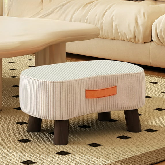 HBYJLZYG Storage Bins With Lids Small Curved Foot Stool With Handle Velvet Footstool and Ottomans Modern Foot With Wooden Legs Step Stool With Padded Seat For Couch Living Room