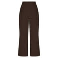 thumbnail image 1 of HBYJLZYG Straight Wide Leg Pants, Cotton Linen Pants For Women Solid Color Elastic Waist Versatile Leisure Full Length Pants With Pocket, 1 of 5