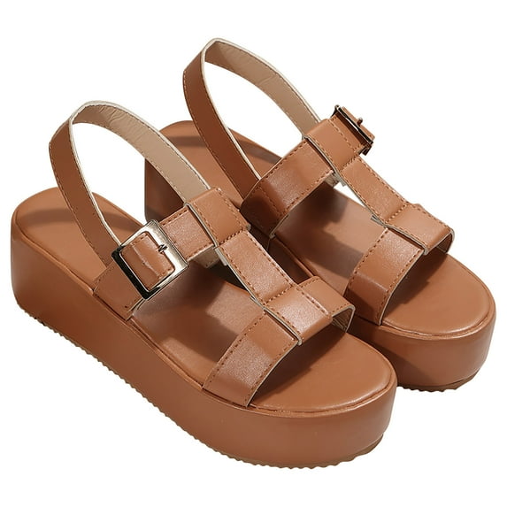 HBYJLZYG Summer Womens Flats Sandals, Comfort Ankle Strap Slingback Platforms Sandals Casual Walking Sandals