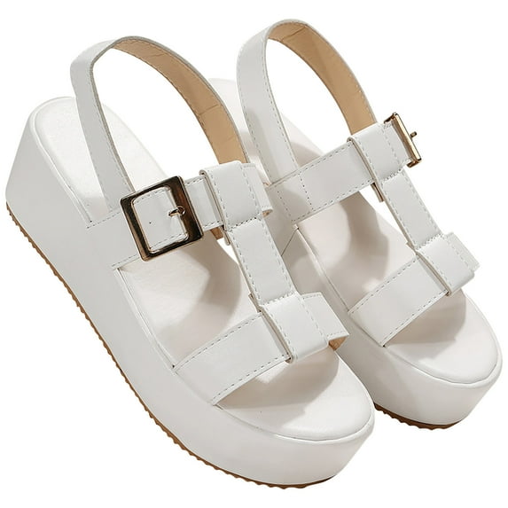 HBYJLZYG Summer Womens Flats Sandals, Comfort Ankle Strap Slingback Platforms Sandals Casual Walking Sandals