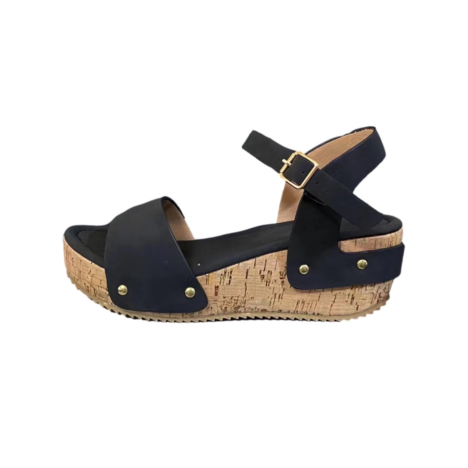 Solid Platform Wedges Open Toe Women Sandals for Summer