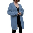 thumbnail image 1 of HBYJLZYG Sweater Knitted Open Front Cardigans Sweatshirt Coat, Women Winter Long Sleeved Solid Color Mid Length Sweater Pocket Jacket Coat Tops, 1 of 1