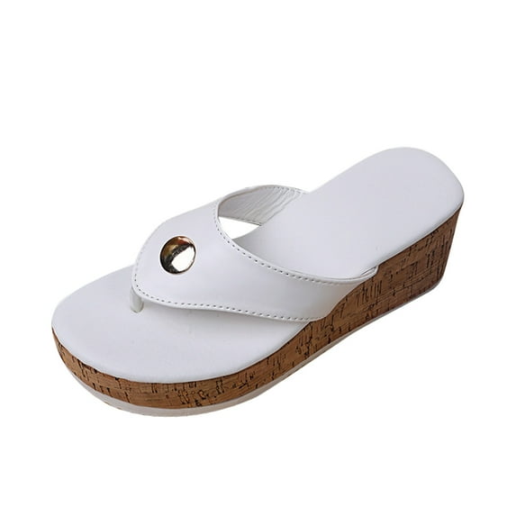HBYJLZYG Thong Sandals For Women Summer Platform Slide Casual Comfy Slip On Wedge Slippers, Open Toe Slip On Flip-Flops Comfort Summer Beach Casual Wedges Shoes
