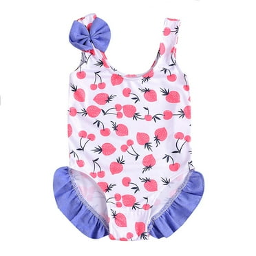 HBYJLZYG Toddler Baby Girl Kids Swimwear Floral Printed Bikini Beach Sleeveless One Piece Swimsuit with UPF 50  Sun Protection