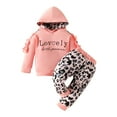 thumbnail image 1 of HBYJLZYG Toddler Outfits For Girls Long Sleeve Letter Printed Hooded Sweatshirt+Sweatpants 2Pcs Baby Clothes Set 6-9 Months, 1 of 8