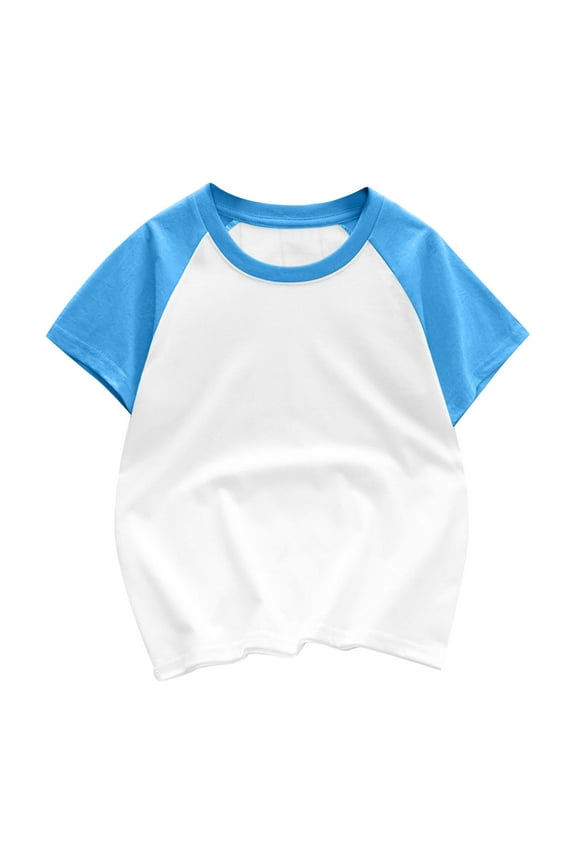 Toddler T-Shirts, Kids Boys Girl Round Neck Raglan Short Sleeve Shirts Summer Solid Color Cotton Tops 3-12T