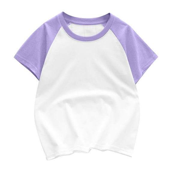 HBYJLZYG Toddler Tees, Kids Boys Girl Round Neck Raglan Short Sleeve Shirts Summer Solid Color Cotton Tops 3-12T