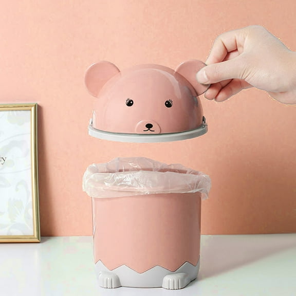 HBYJLZYG Trash Can Flip Lid Desktop Wastebasket Bathroom Storage Household Living Room Thickened Basket Mini Wastebasket