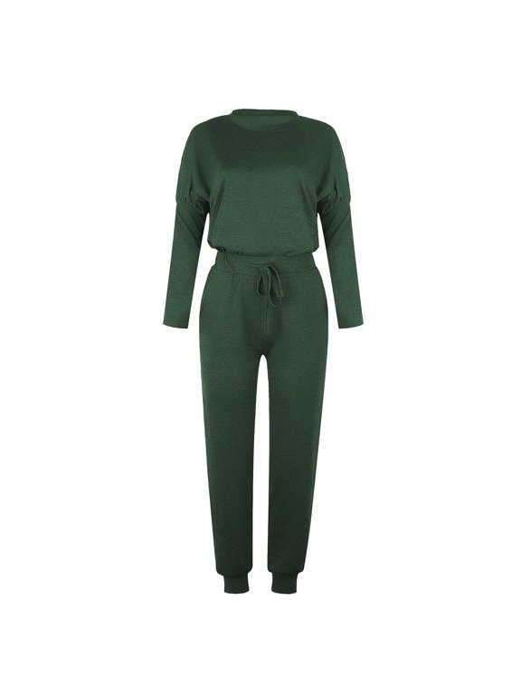 Two-Piece Pants Sets Suit, Women Two-Piece Casual Pants Sets Long Sleeve Round Neck Homewear Sports Suit