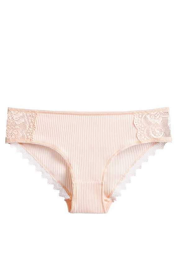 Underwear Lace Cotton Briefs Mid-Rise Panties, Women Sexy French Rib Material The Middle Versatile Comfort Women Briefs