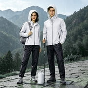 HBYJLZYG Unisex Waterproof Hooded Rain Suit Set with Jacket and Pants, Lightweight Outdoor Hiking Camping Travel Rainwear Gear for Men and Women