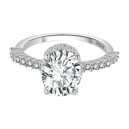 HBYJLZYG Wed Imitation Diamond Mossanite Round Bag Four-Claw Wedding Ring for Ladies,Decorations