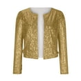 thumbnail image 1 of HBYJLZYG Women Casual Open Front Sequin Jackets Cardigan Glitter Long Sleeve Short Coats Crop Blazer, 1 of 8