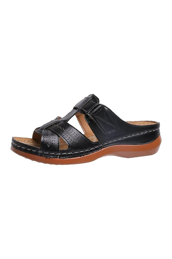 Women's Arch-Support Wedge Sandals Beach Orthopedic Slide Sandals Summer Non-Slip Breathable Causal Slippers