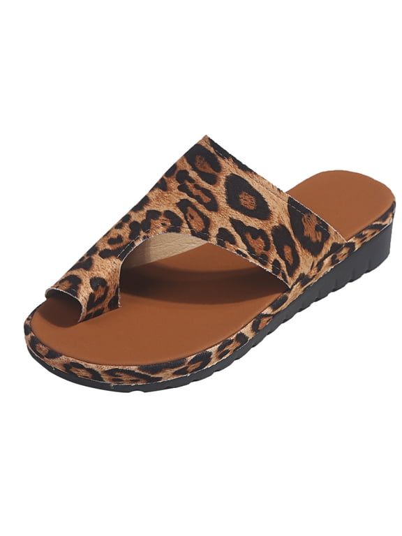 Women's Bunion Sandals Orthopedic Toe Ring Slides Flip Flops Fashion Slip On Flat Beach Sandals