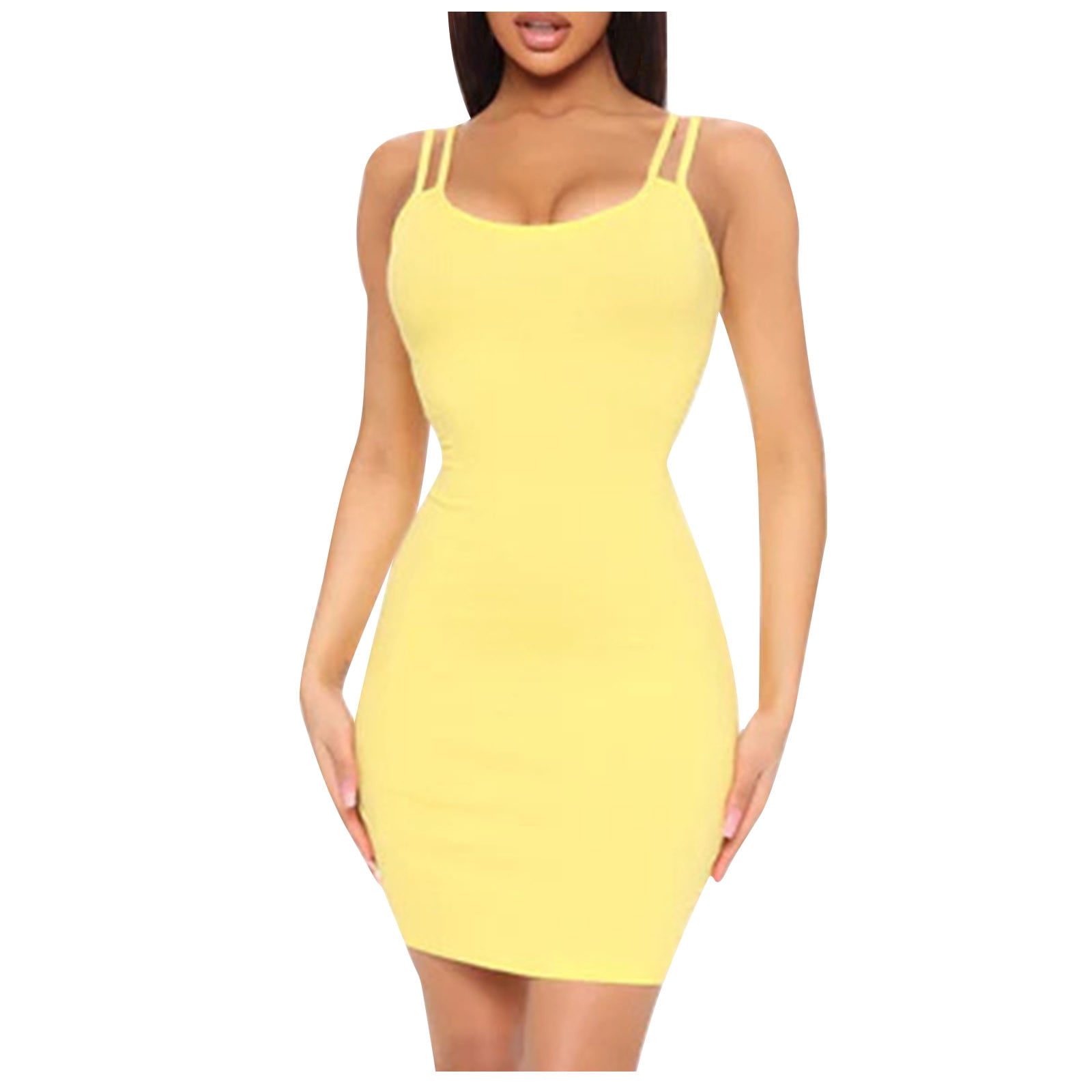 HBYJLZYG Women's Cami Slip Dress Basic Bodycon Dresses Spaghetti Strap ...