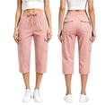 thumbnail image 1 of HBYJLZYG Women's Cargo Capri Pants with Elastic Drawstring Waist and Multiple Utility Pockets, Summer Outdoor Activewear for Hiking, Travel, and Daily Casual Wear, 1 of 6