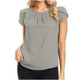 thumbnail image 1 of HBYJLZYG Women's Chiffon Tops Short Sleeve Casual Loose Round Neck T-Shirts Solid Color Summer Shirts For Women 2024, 1 of 1