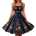 thumbnail image 1 of HBYJLZYG Women's Dirndl Dress, Sleeveless Square Neck Midi A-Line Dress with Bavarian Floral Embroidery and Apron, Traditional German Oktoberfest Costume for Carnival Party, 1 of 5
