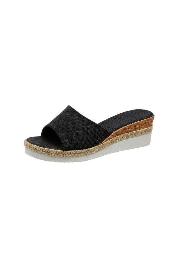 Women's Espadrilles Wedge Platform Sandals Comfortable Slip On Slide Sandals For Women Summer Beach Casual Outdoor Dress Heels Shoes
