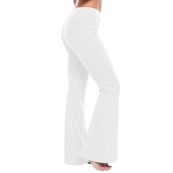 HBYJLZYG Women's Fleece Lined Flare Leggings, High Waisted Sherpa Lined Yoga Pants with Pockets, Warm Winter Thermal Bootcut Leggings for Cold Weather Daily Wear
