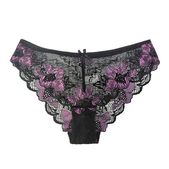 HBYJLZYG Women's Lace Underwear Low-Rise Panties See Through Comfy Threaded Lace Thong Breathable Soft Stretchy