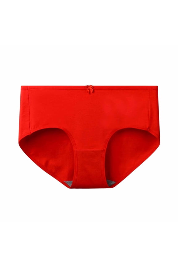 Women's Red Underwear Seamless Mid-Waist Panties Elastic Cotton Briefs For Women-Breathable&Soft&Stretchy