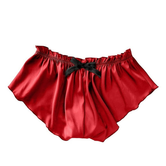 HBYJLZYG Women's Silk Satin Briefs Flowers Lace Panties Pajamas Underwear Breathable Soft Stretchy