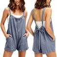 thumbnail image 1 of HBYJLZYG Women's Sleeveless Cotton Linen Romper with Drawstring Back Tie and Side Pockets, Relaxed Fit Casual Summer Vacation Overall Shorts for Women Daily Wear, 1 of 9