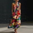 thumbnail image 1 of HBYJLZYG Women's Sleeveless V Neck Floral Maxi Dress with Pockets, Loose Fit Casual Boho Summer Long Dress for Vacation Beach and Daily Wear, 1 of 7