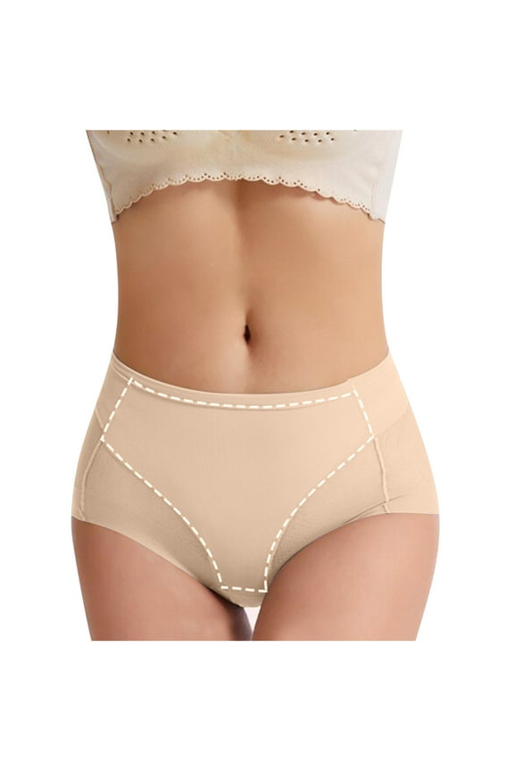 Women's Thin Mid Waist Postpartum Briefs, Waist Closing And Hip Lifting Panties, Mesh Breathable Pure Cotton Women's Underwear, Waistband Beauty