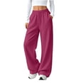 thumbnail image 1 of HBYJLZYG Women's Wide Leg Sweatpants High Waisted Drawstring Elastic Waist with Pockets, Baggy Lounge Athletic Casual Loose Long Pants for Workout Gym, 1 of 7