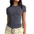 thumbnail image 1 of HBYJLZYG Womens Basic T-Shirts Round Neck Short Sleeve Crop Tops Cute Summer Solid Tops Slim Fit Tees Y2K Clothing 2024 Sx-4XL, 1 of 8