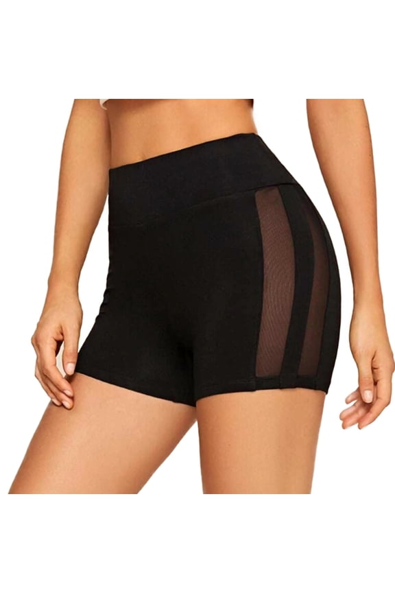 Womens Fitness Yoga Shorts Butt Lifting Gym Side Double Mesh Shorts, High Waisted Seamless Biker Running Athletic Shorts
