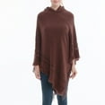 thumbnail image 1 of HBYJLZYG Womens Hooded Shawl Wrap Cape, Crochet Versatile Tassel Irregular Hem Sweater Tops, 1 of 7