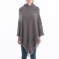 thumbnail image 1 of HBYJLZYG Womens Hooded Shawl Wrap Cape, Crochet Versatile Tassel Irregular Hem Sweater Tops, 1 of 6