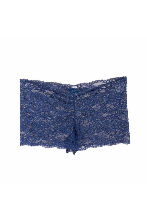 Womens Lace Lingerie Plus Size Open Crotch Bowknot Underwear See Through Boyshort High Waist Cheeky Panties