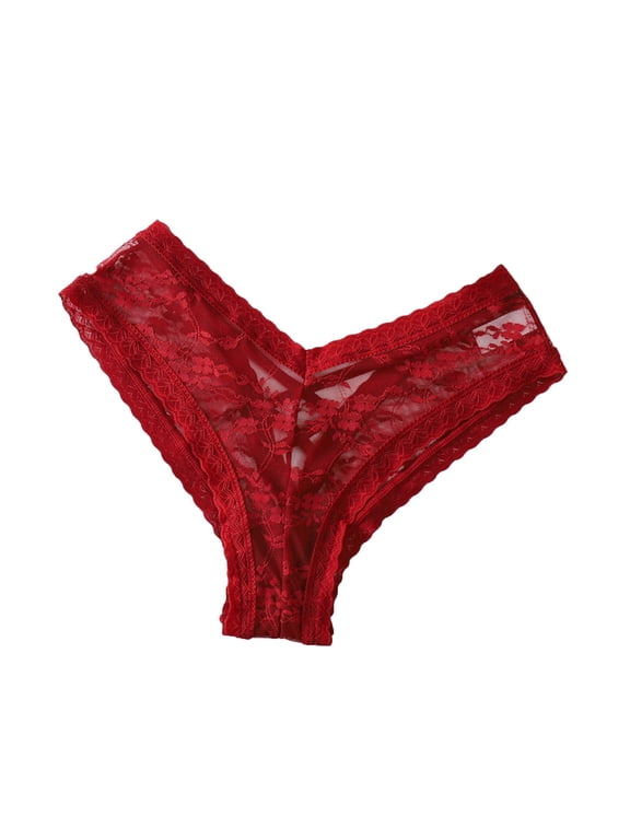 Womens Lingerie Lace Thongs V-Waist Briefs Underwear Panties T String Knick Breathable Soft Stretchy