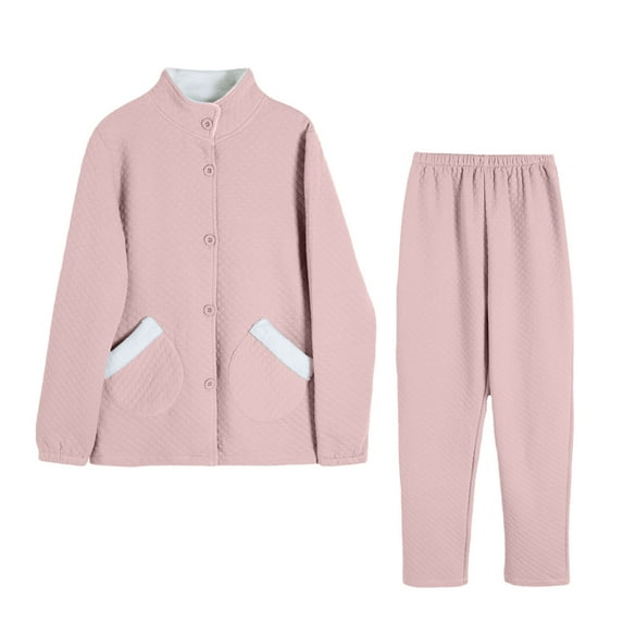 HBYJLZYG Womens Pajama Sets 2 Piece, Women's Fall And Winter Keep Warm Fleece Thickened Long Sleeve Jackets And Pants Sleepwear Loungewear Set